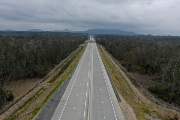 Aerial image looking at highway 